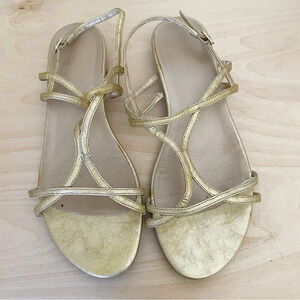 Stuart Weitzman Gold Patent Leather Sandals Sz 7